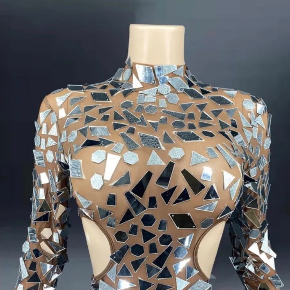 Sparkly Silver Mirror Dress Evening